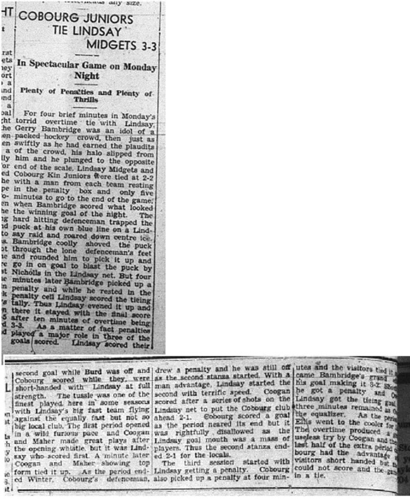 1940-01-25 Hockey -Kin Juniors vs Lindsay Midgets