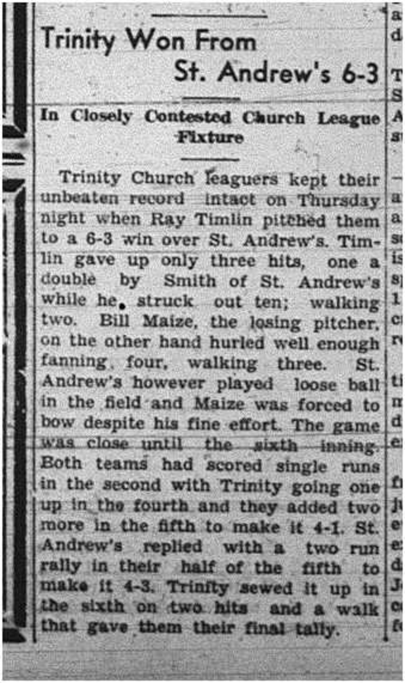 1940-07-04 Baseball -Church League Game