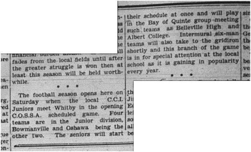 1940-10-03 School -CCI in COSSA Junior Football League