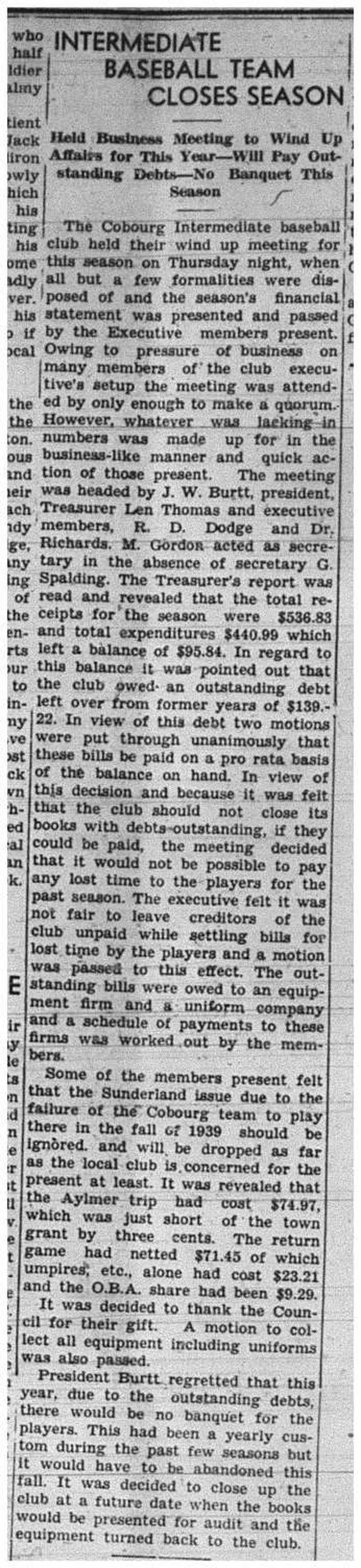 1940-10-24 Baseball -Intermediates hold windup Meeting