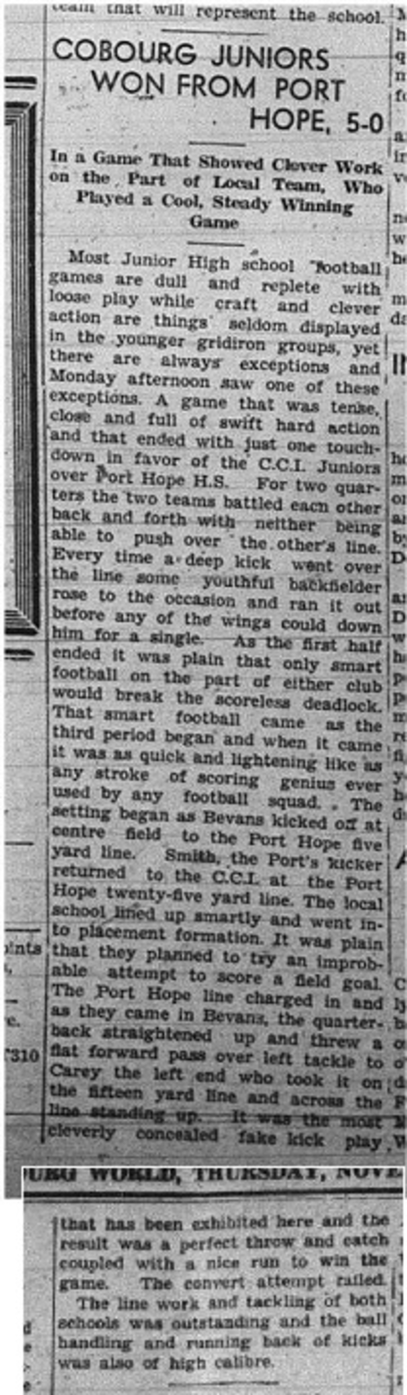 1940-11-07 School -CCI Junior Football vs PH