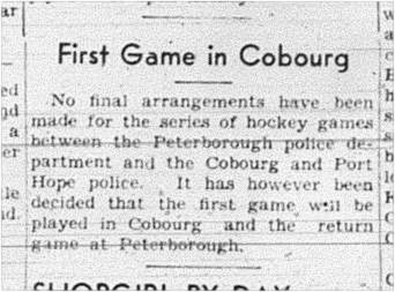 1941-01-30 Hockey -1st fundraiser game between Police in Cobourg