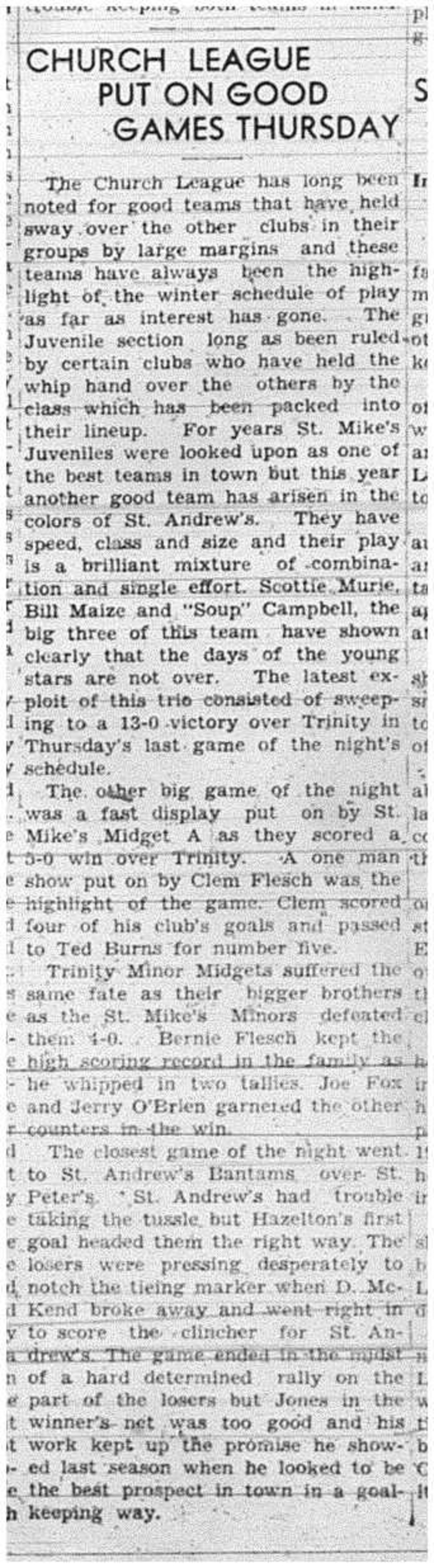 1941-01-30 Hockey -CCHL game results