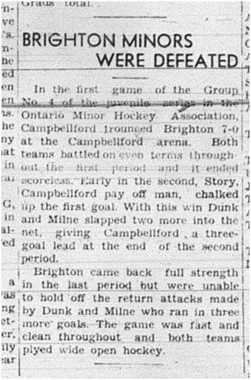 1941-01-30 Hockey -OMHA Juveniles -Campbellford vs Brighton