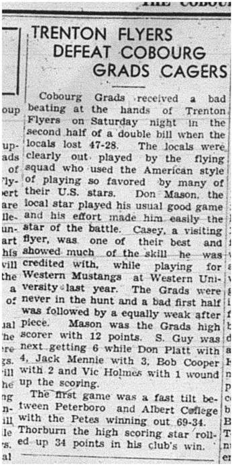 1941-02-13 Basketball -Grads vs Trenton