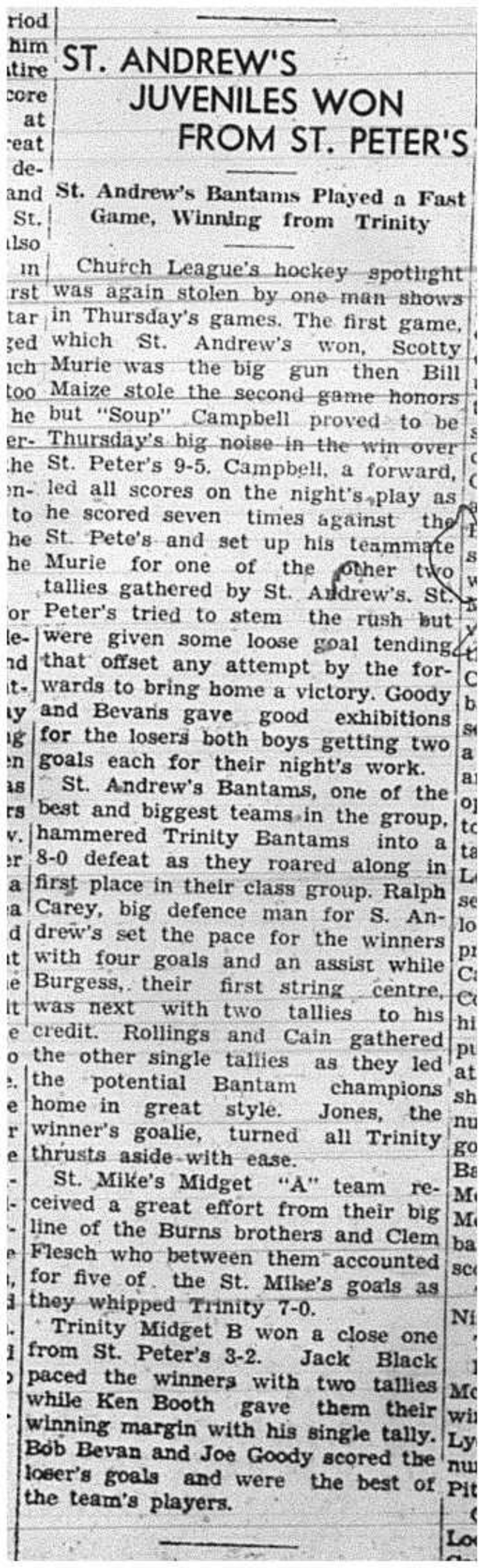 1941-02-13 Hockey -CCHL Bantam Midget Games