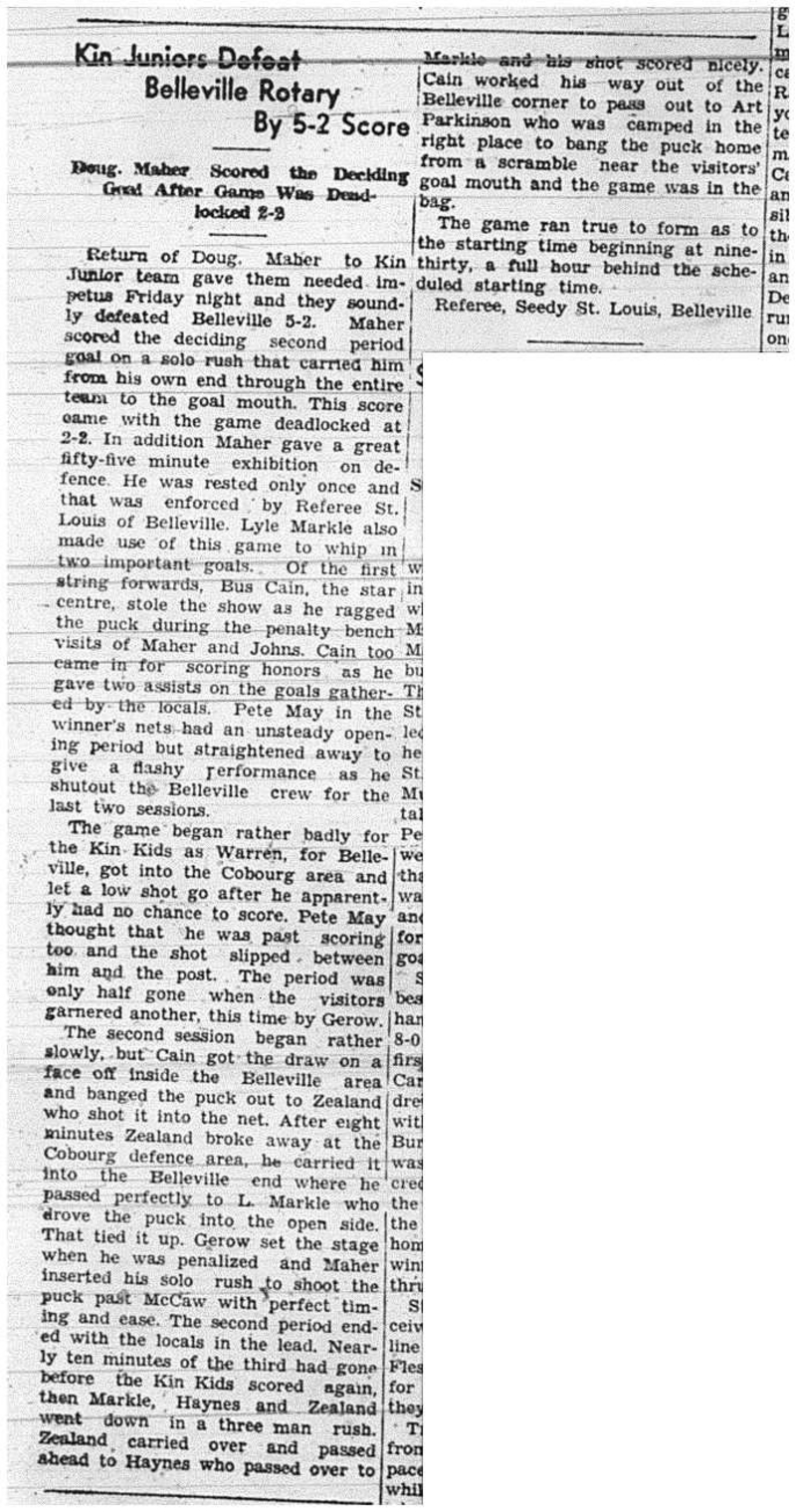 1941-02-13 Hockey -Kin Juniors vs Belleville Return