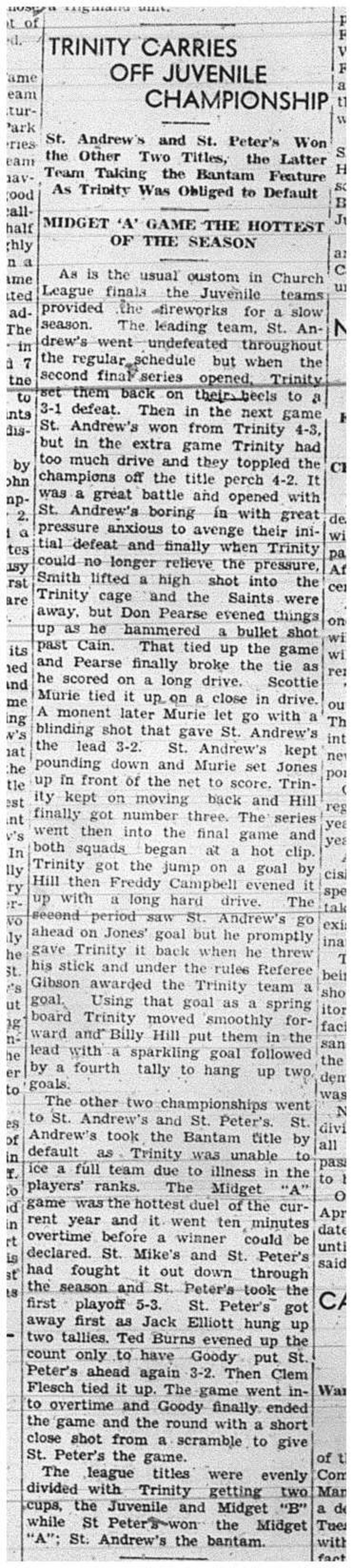 1941-03-27 Hockey -CCHL Midget Juvenile Bantam Finals