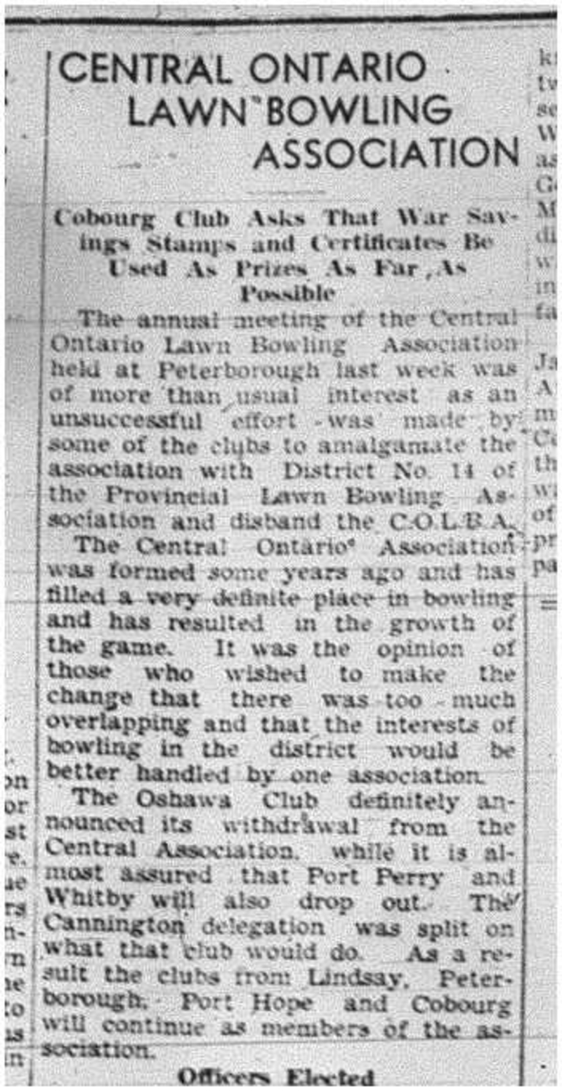 1941-05-01 Lawn Bowling -Annual Meeting of Central Ontario Association