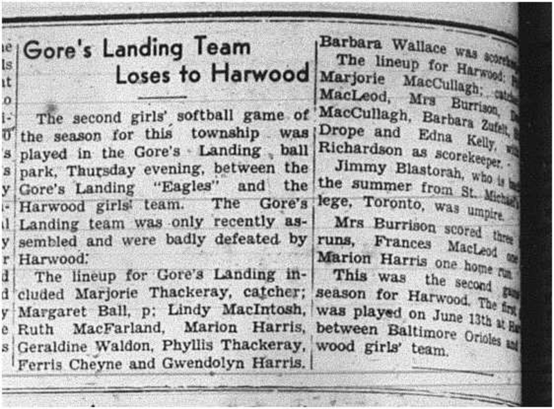 1941-07-10 Softball -Harwood vs Gores Landing