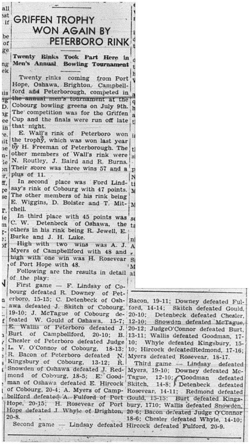 1941-07-17 Lawn Bowling -Annual Cobourg Mens Tourney