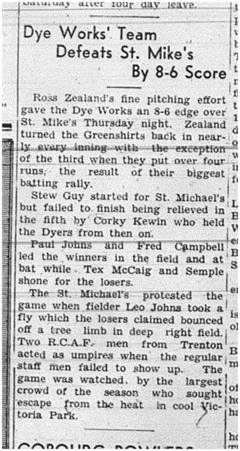 1941-07-31 Softball -Cobourg & D Game