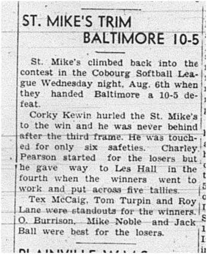 1941-08-14 Softball -Cobourg & D Game