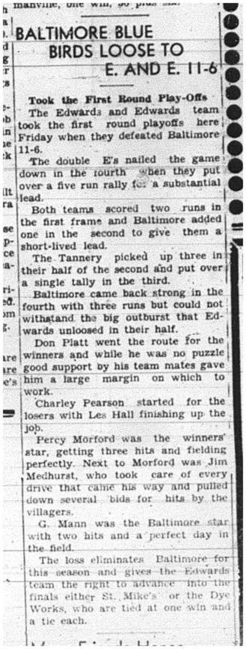 1941-09-04 Softball -Cobourg & D Playoff Game