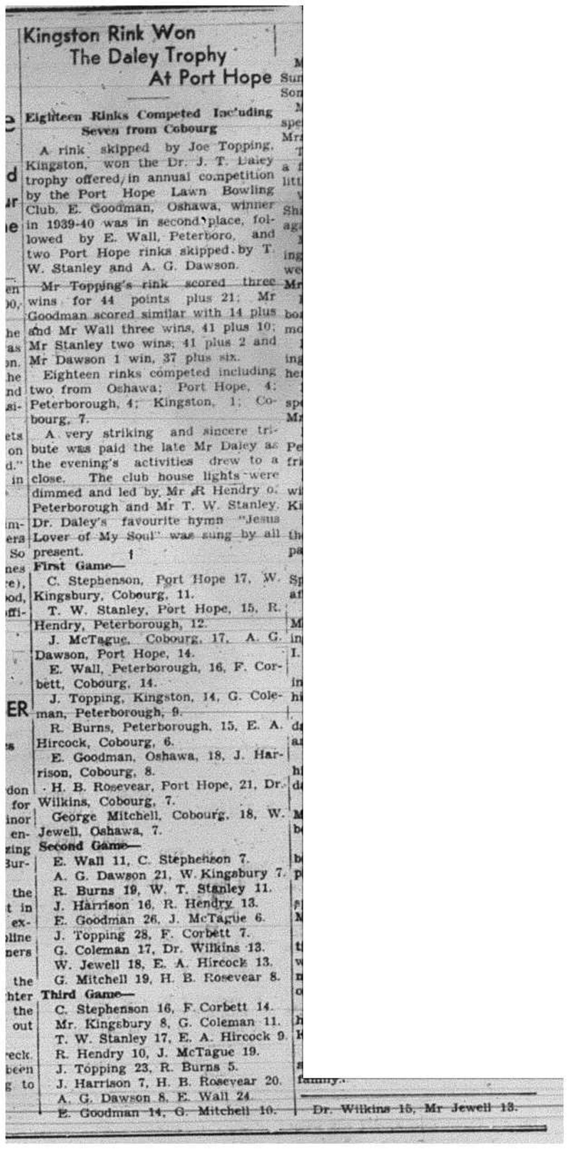1941-09-25 Lawn Bowling -Dr Daley Trophy Tourney at PH