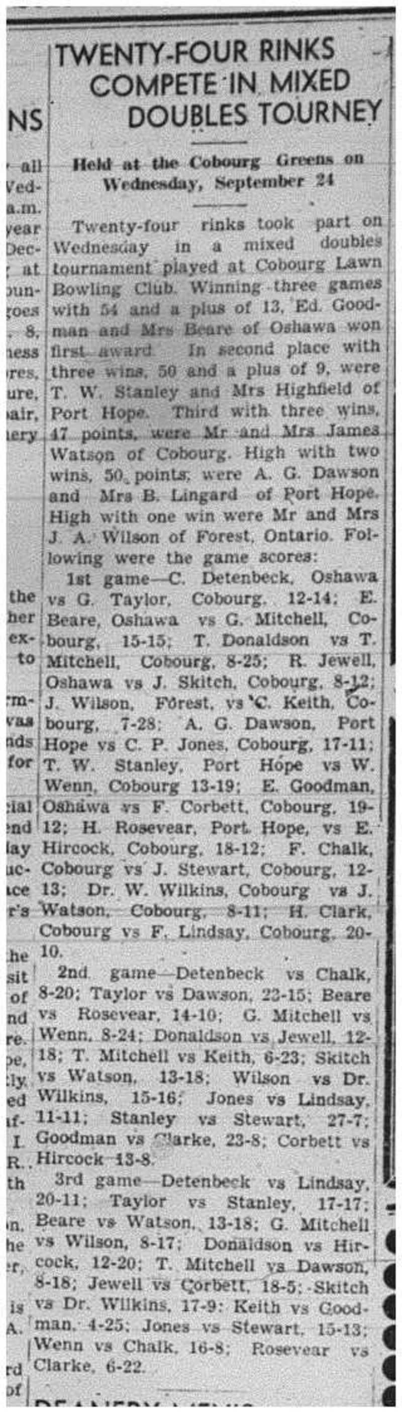 1941-10-02 Lawn Bowling -Mixed Doubles Tourney here