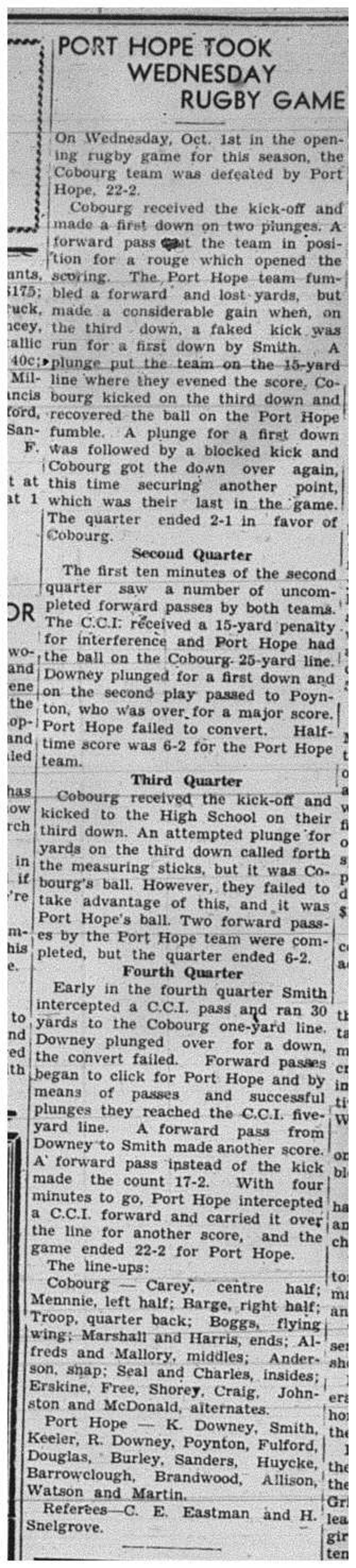 1941-10-09 School -Football-CCI vs PH