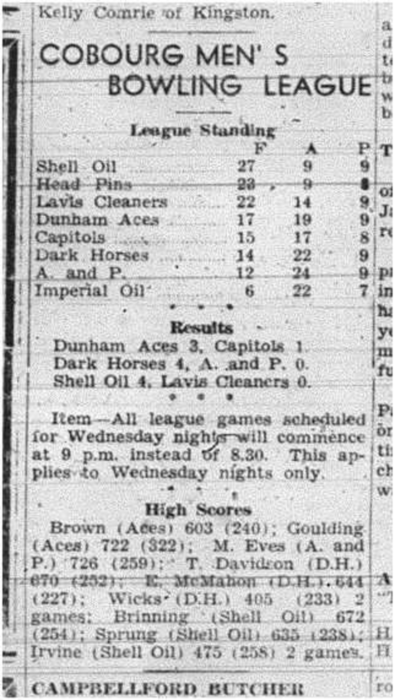 1942-02-12 Bowling -Mens League