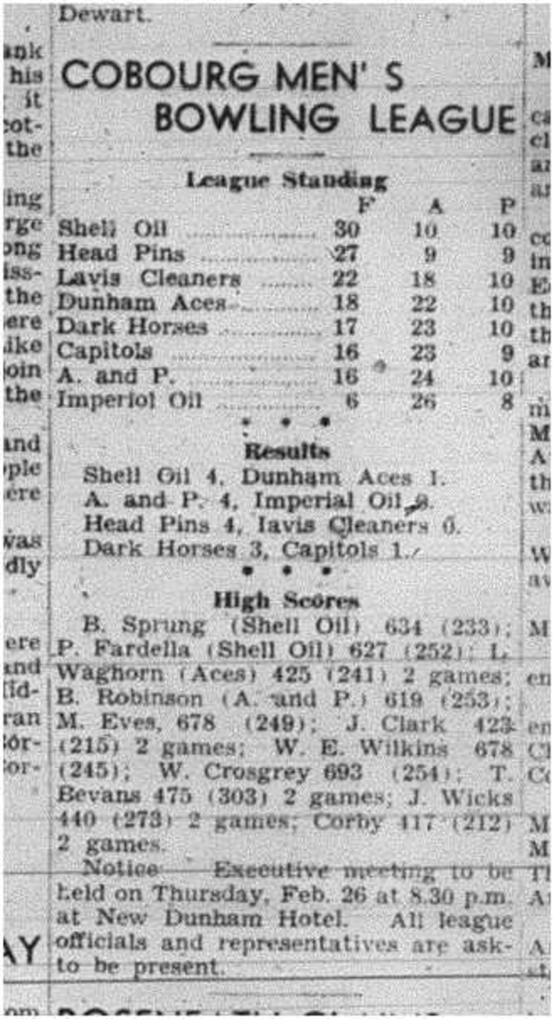 1942-02-19 Bowling -Mens League