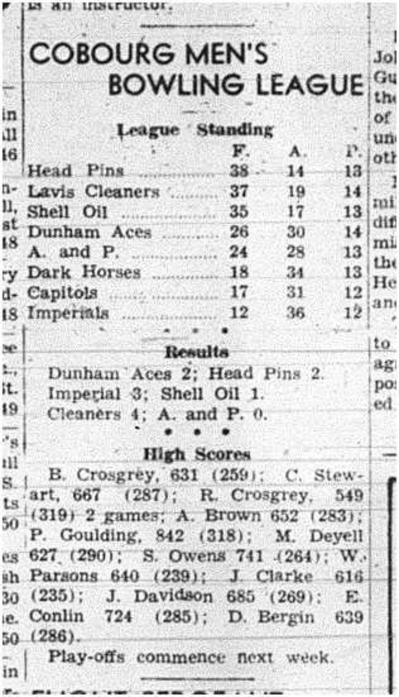 1942-03-19 Bowling -Mens League