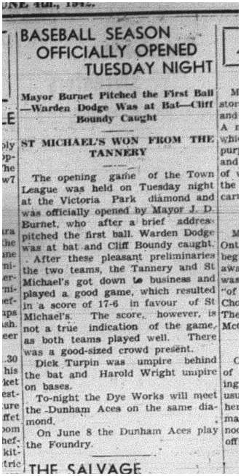 1942-06-04 Baseball -Mens Town League
