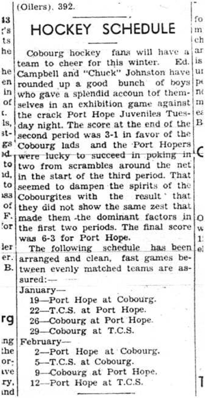 1943-01-14 Hockey - Juvenile