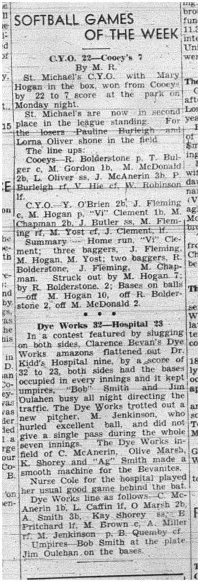 1943-07-22 Softball - Girls