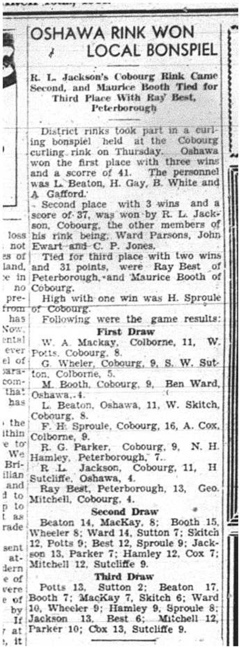 1944-03-16 Curling -Bonspiel at Cobourg