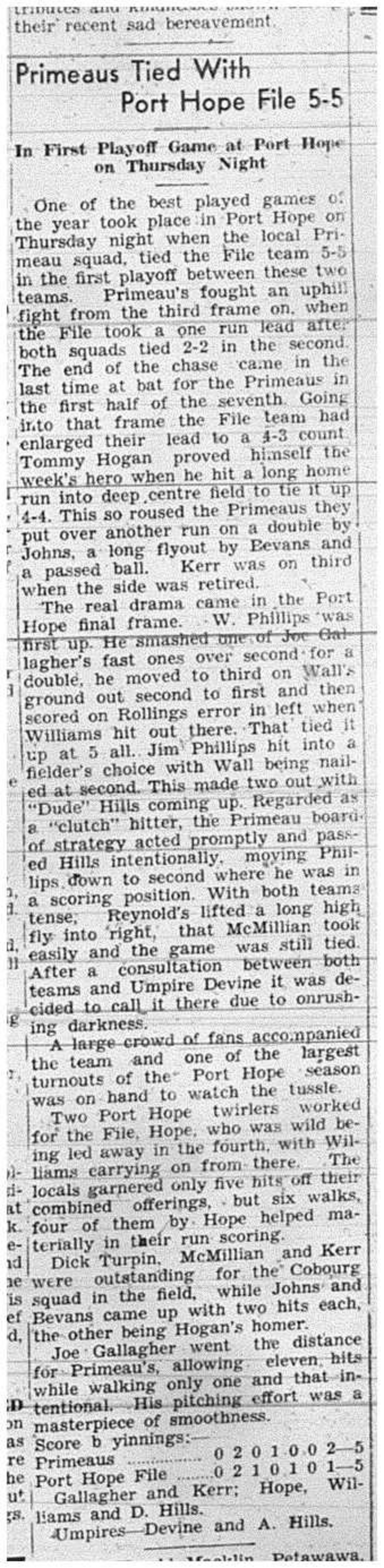 1944-08-17 Softball -Mens League Playoff Game