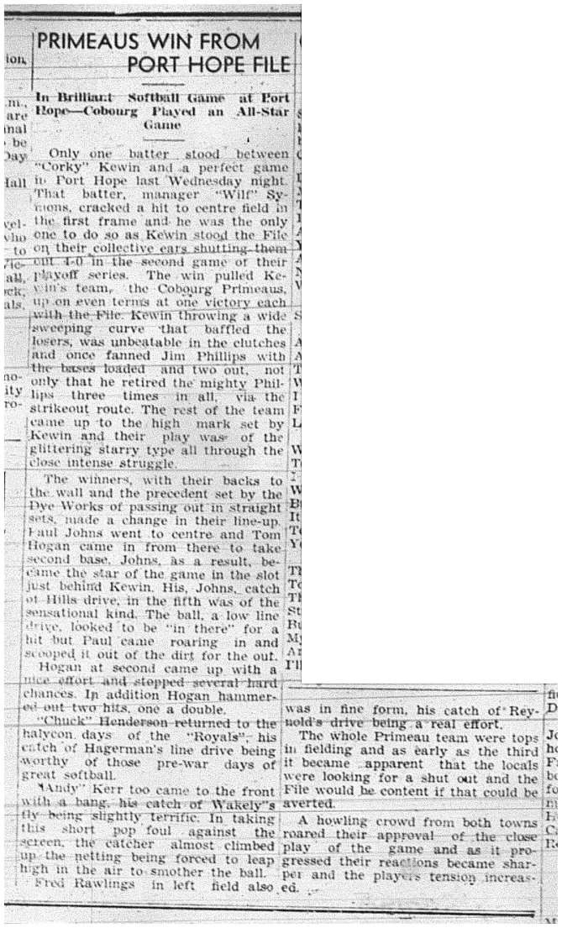 1944-08-24 Softball -Mens League Playoff Game 2