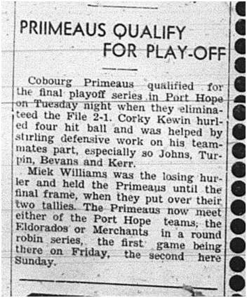 1944-08-24 Softball -Mens League Primeaus move on