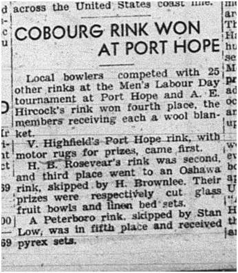 1944-09-07 Lawn Bowling -Labour Day Tourney