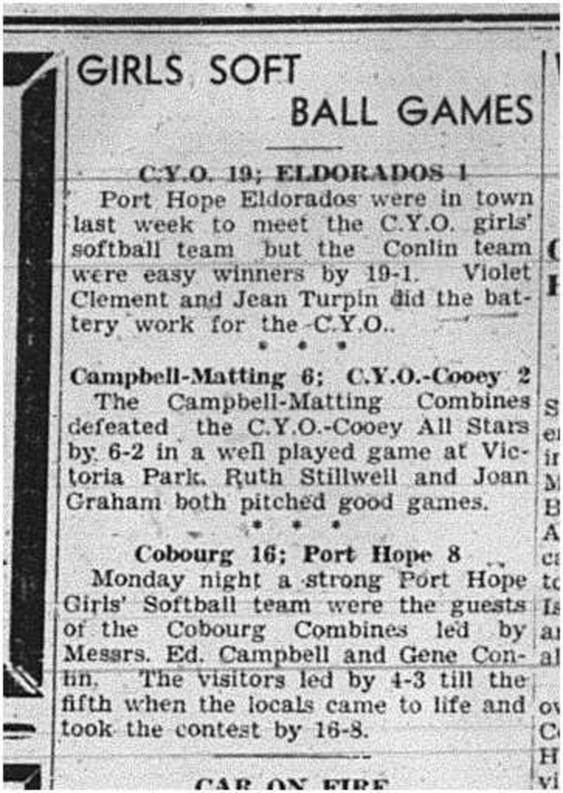 1944-09-14 Softball -Girls League results