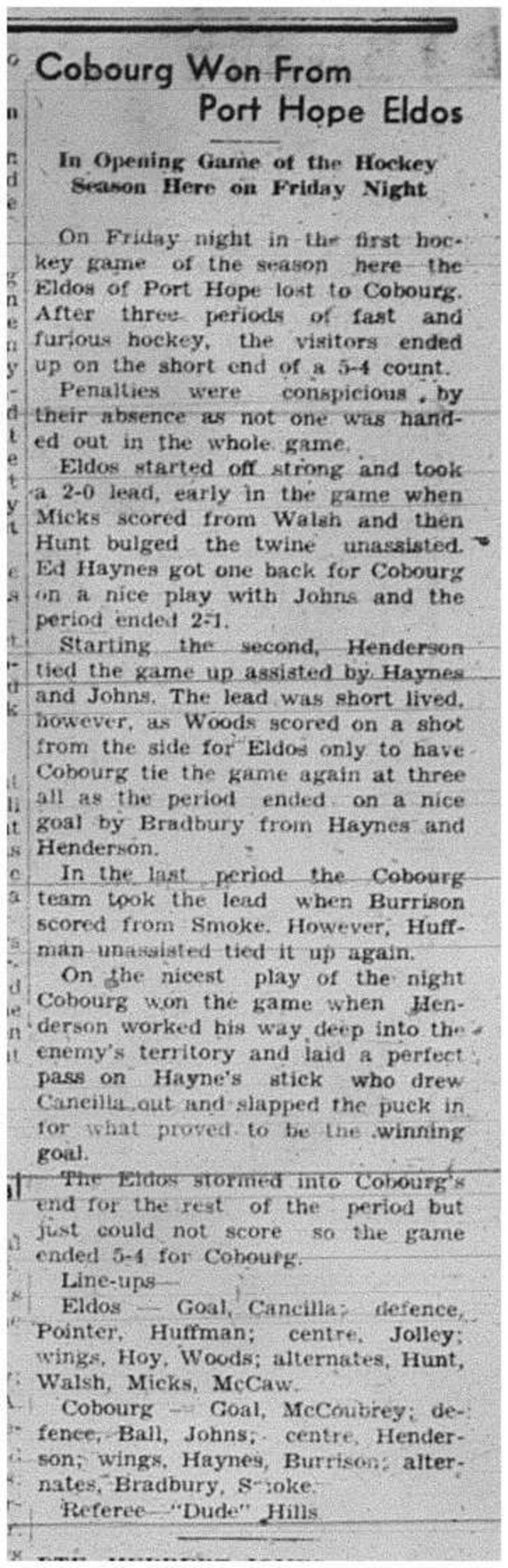 1945-01-04 Hockey - Town