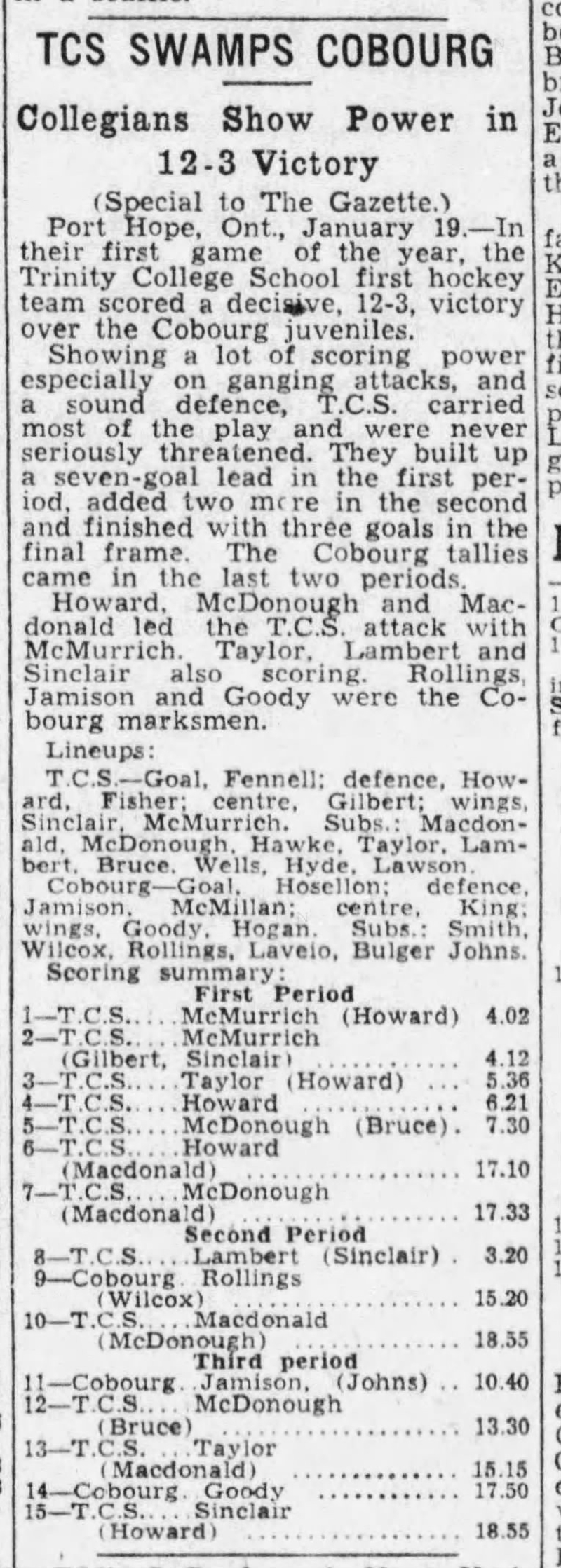 1946-01-21 Hockey -Juveniles vs Trinity -Montreal Gazette