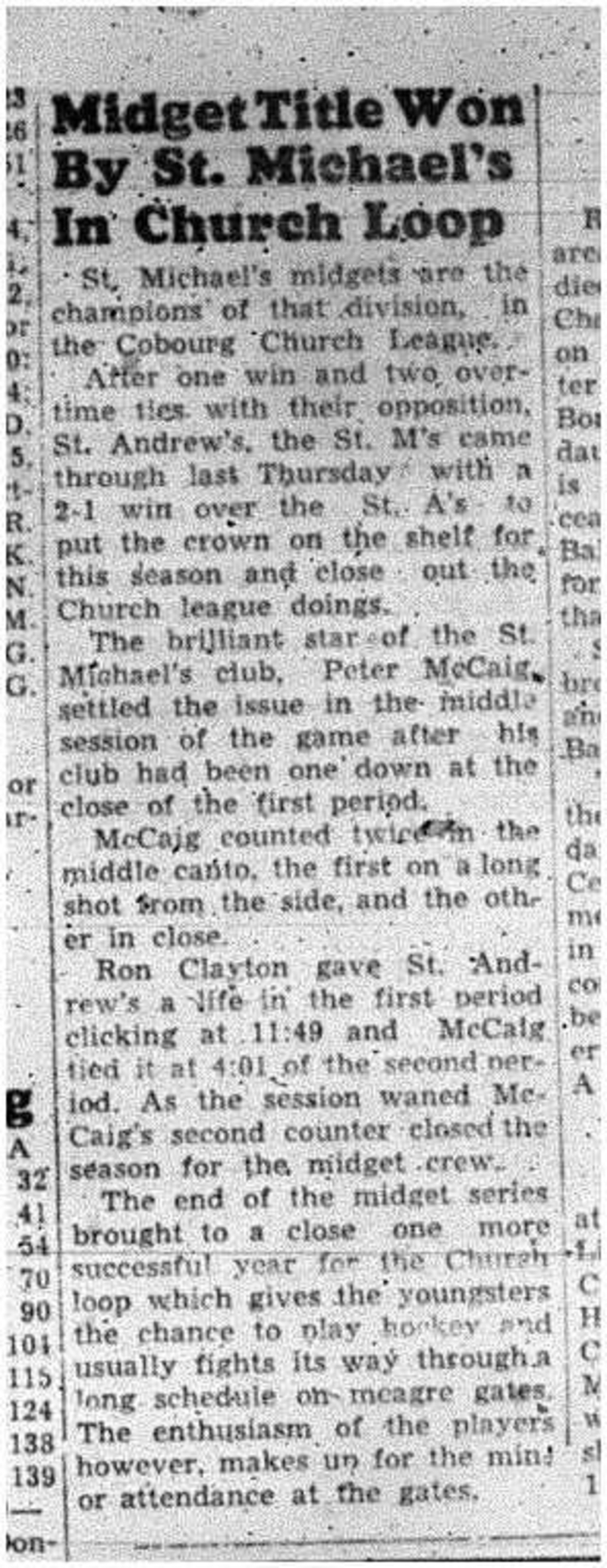 1955-03-31 Hockey -CCHL St Michaels Midgets win title