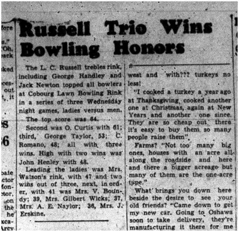 1955-09-15 Lawn Bowling -Ladies vs Men