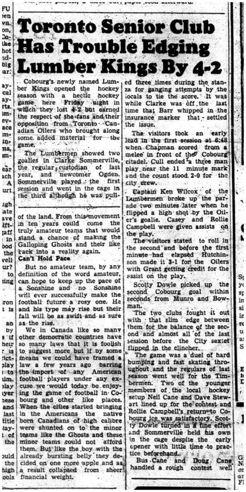 1955-10-27 Hockey -intermediates vs TO