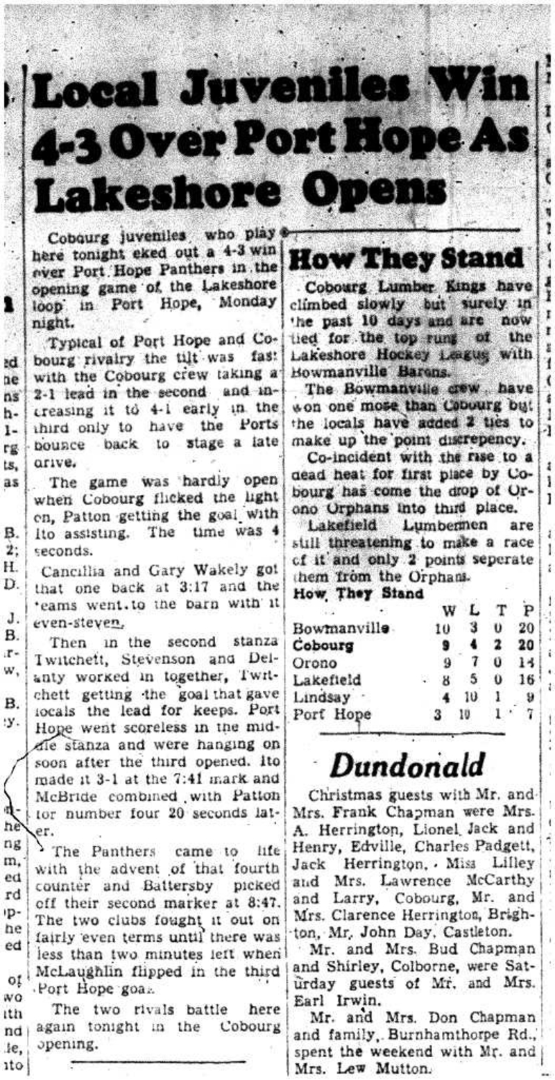 1955-12-29 Hockey -Intermediate League standings