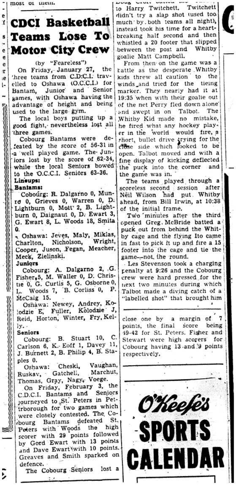 1956-02-09 School -CDCI Basketball wins at Oshawa