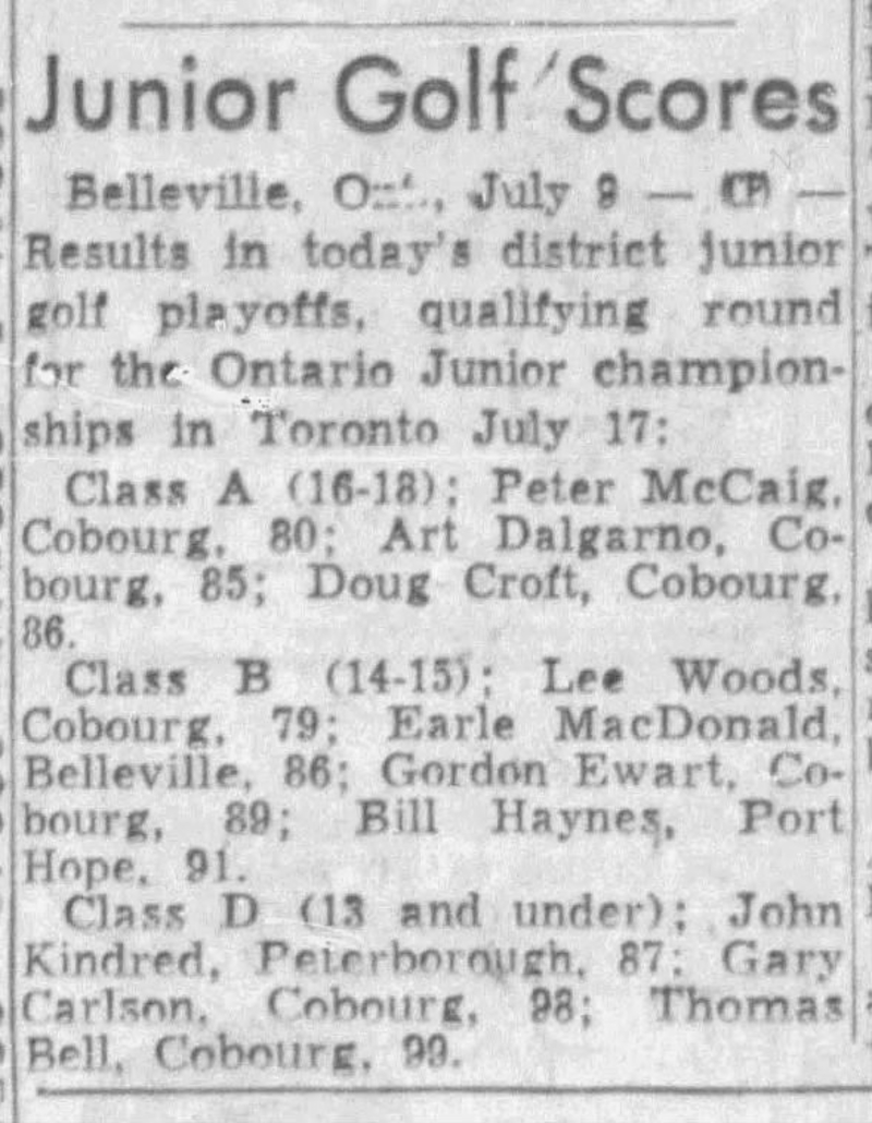 1956-07-10 Golf -Ontario Junior Playdowns -Montreal Gazette