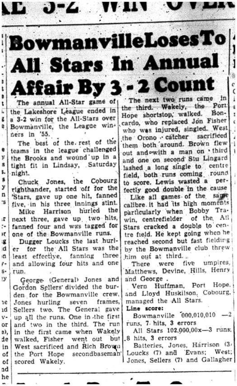 1956-07-19 Baseball -Lakeshore League AllStar Game