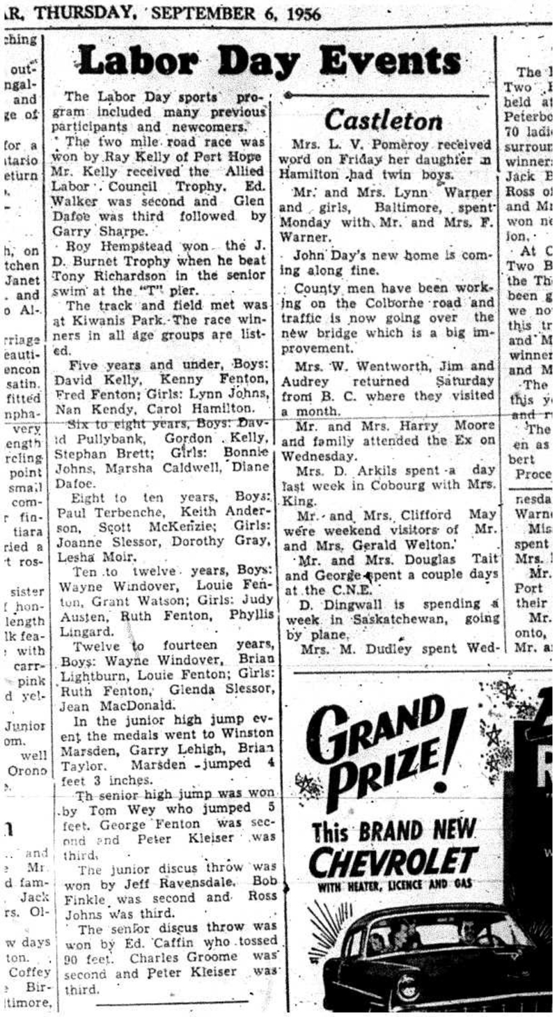 1956-09-06 Track & Field -Labour Day Games