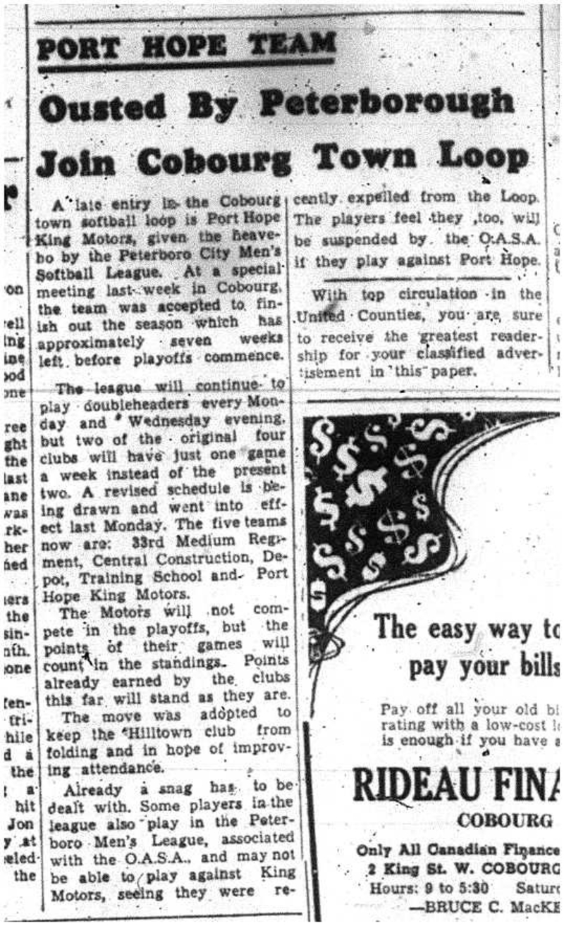 1957-06-27 Softball -PH joins Town League