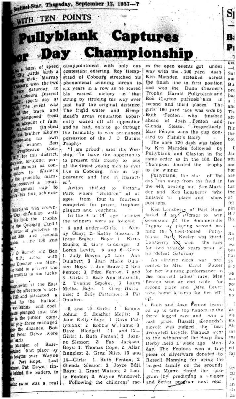 1957-09-12 Track & Field -Labour Day Champion