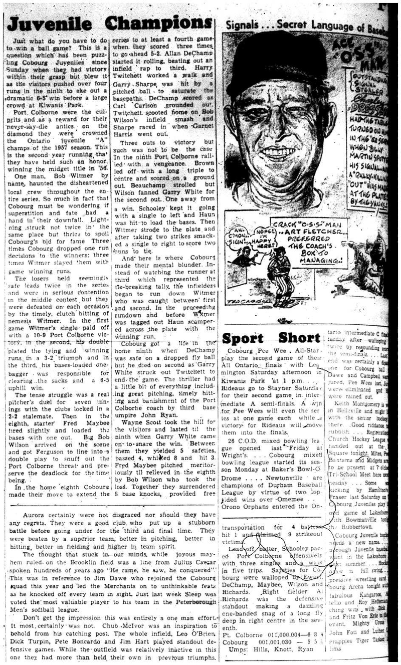 1957-09-26 Baseball -Juveniles vs Port Colborne