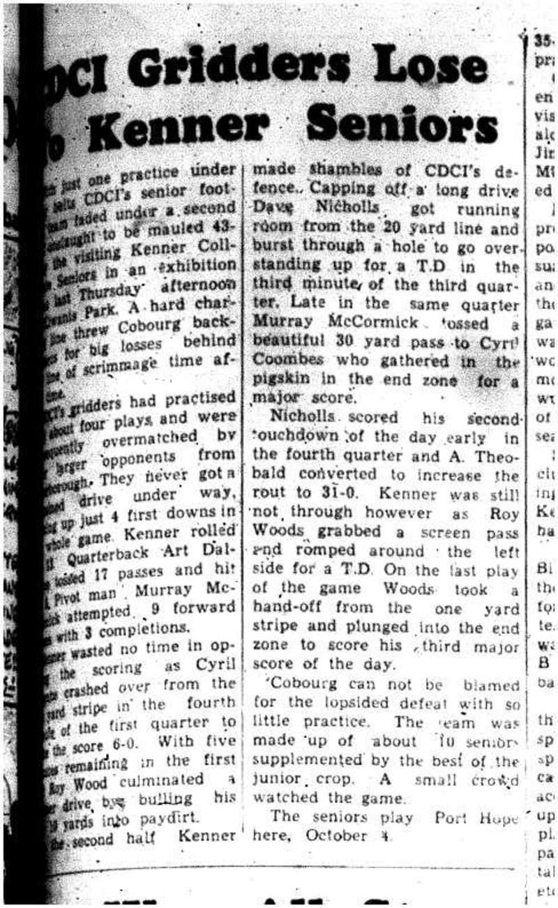 1957-09-26 School -Football CDCI vs Kenner