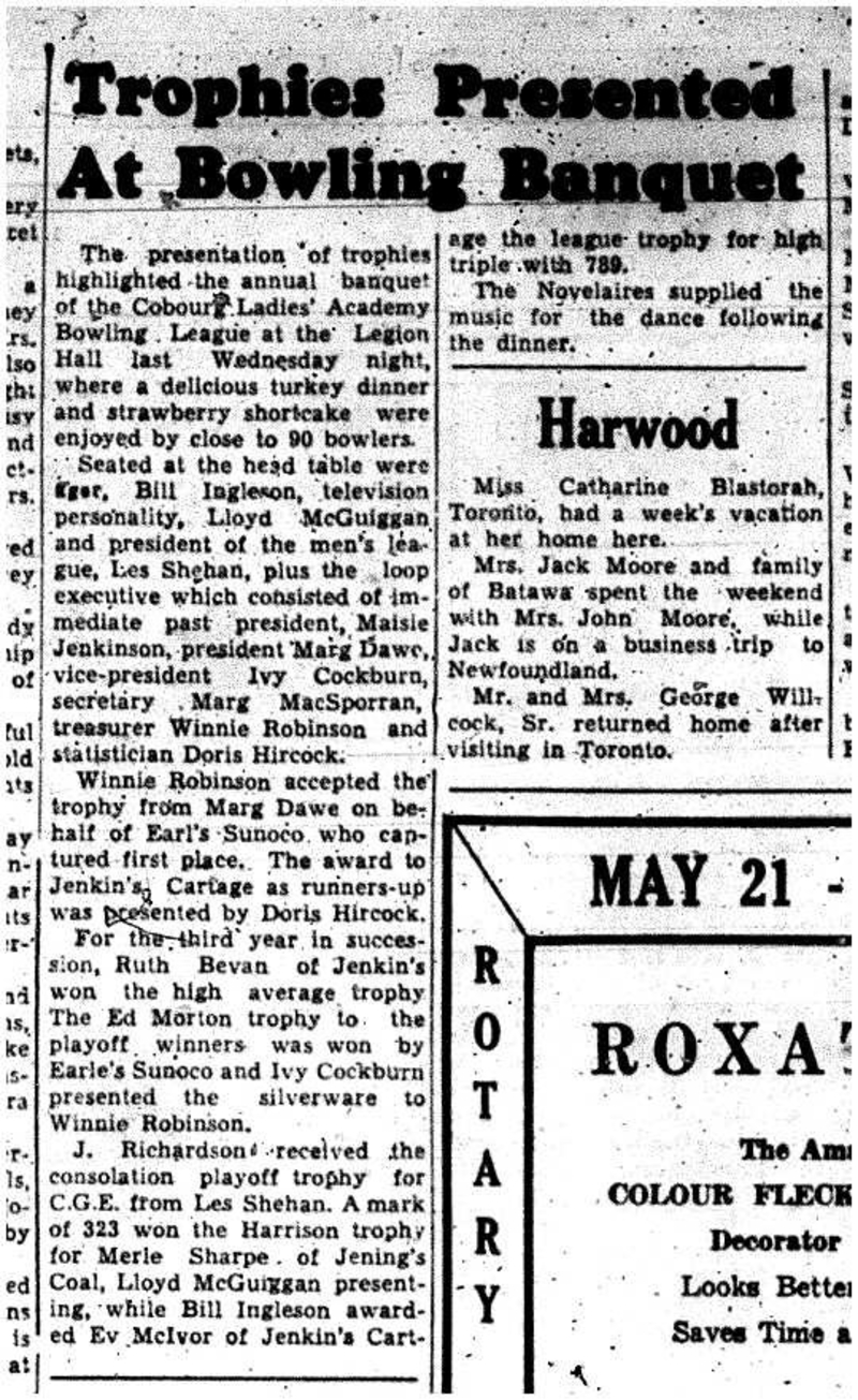 1958-05-15 Bowling -Ladies League Awards