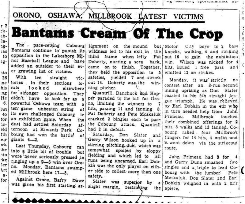 1958-06-26 Baseball -Bantams vs Oshawa exhibition