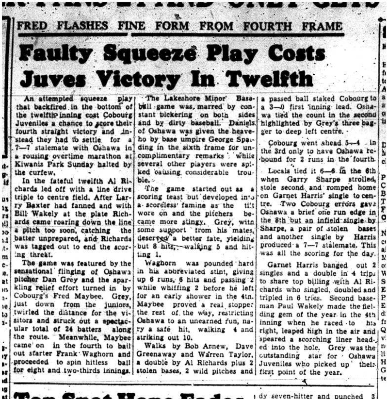 1958-06-26 Baseball -Juveniles tie Oshawa